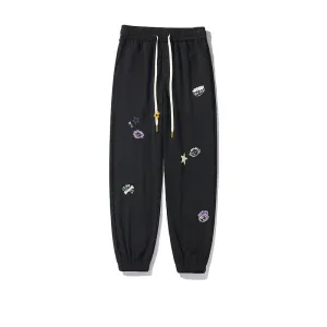 Cartoon Embroidery Drawstring Pants