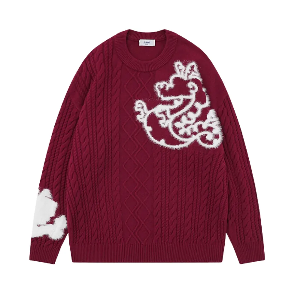 Cartoon Jacquard Dragon Jumper