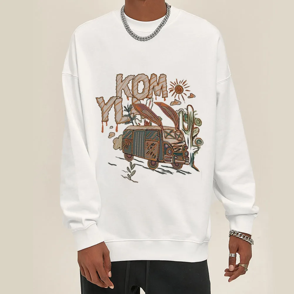Casual Cartoon Car Sweatshirt