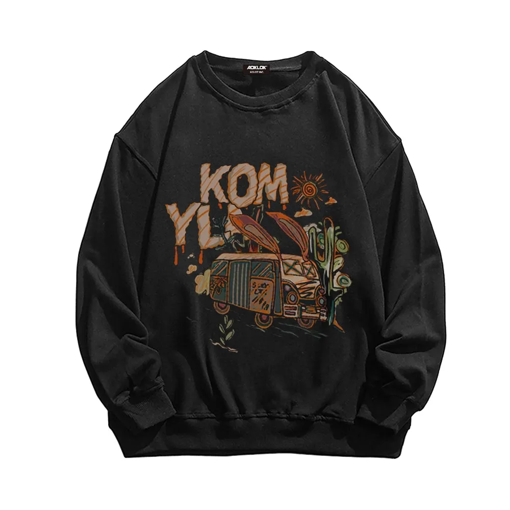 Casual Cartoon Car Sweatshirt