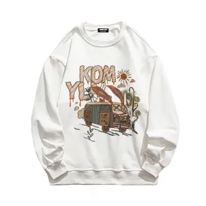 Casual Cartoon Car Sweatshirt