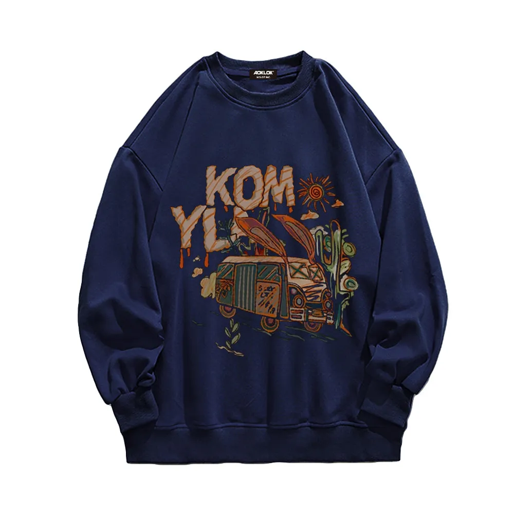 Casual Cartoon Car Sweatshirt