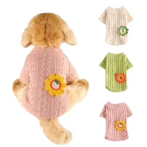 Casual Cotton Cartoon Flower Pet Clothing