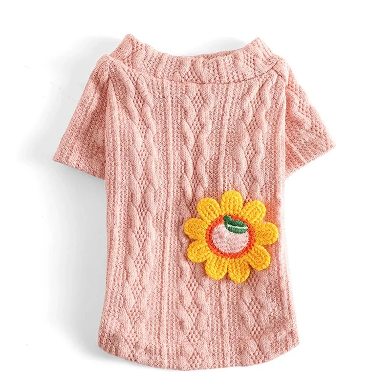 Casual Cotton Cartoon Flower Pet Clothing