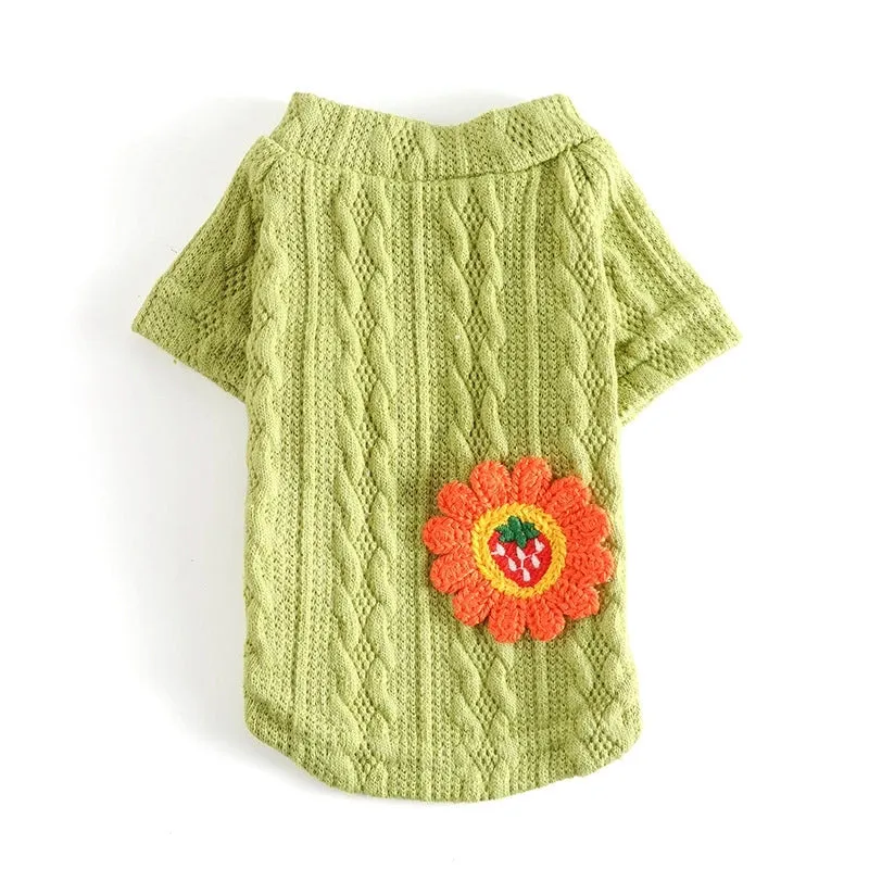 Casual Cotton Cartoon Flower Pet Clothing