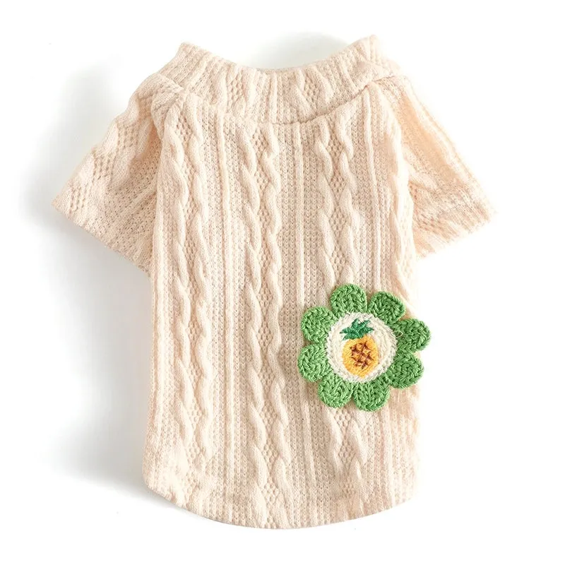 Casual Cotton Cartoon Flower Pet Clothing