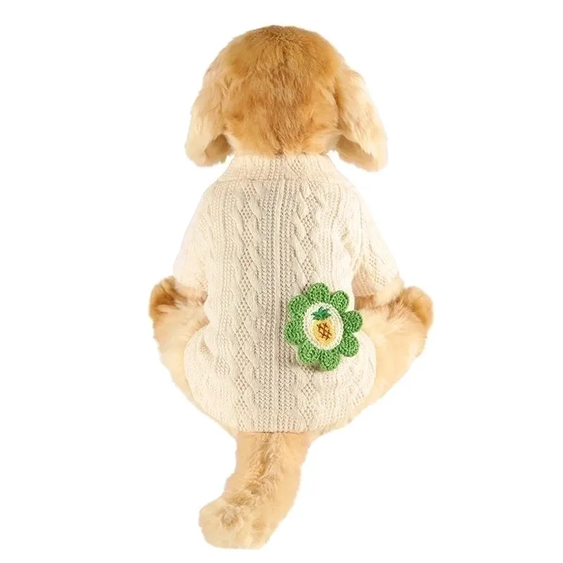 Casual Cotton Cartoon Flower Pet Clothing