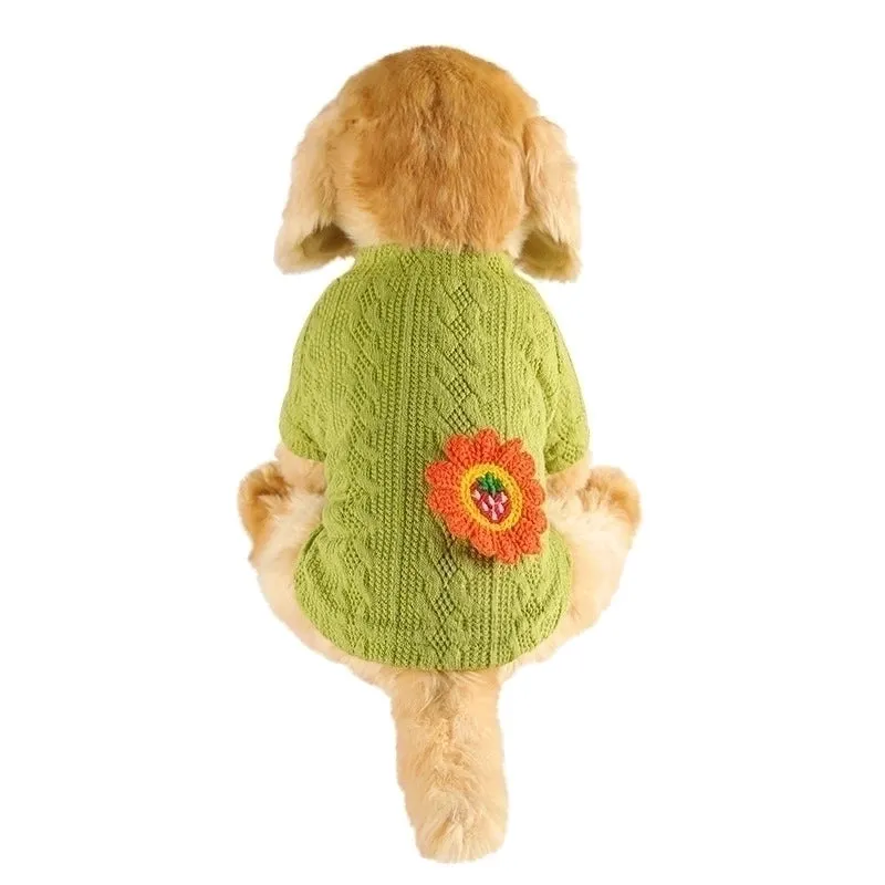 Casual Cotton Cartoon Flower Pet Clothing