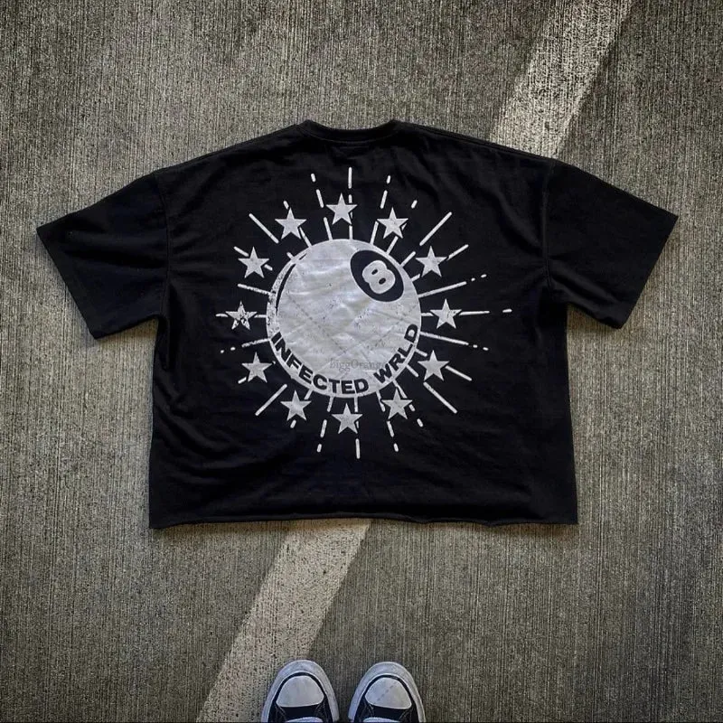 Casual Loose Cartoon Animation Printed Short-sleeved Y2k Harajuku High Street