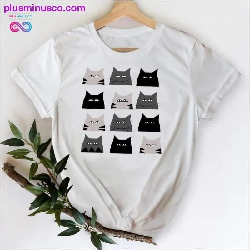 Cat Face Funny Cartoon Girl Printing 90s Spring Summer Top