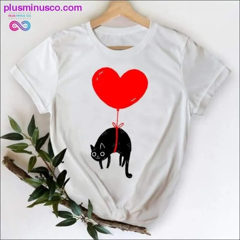 Cat Face Funny Cartoon Girl Printing 90s Spring Summer Top