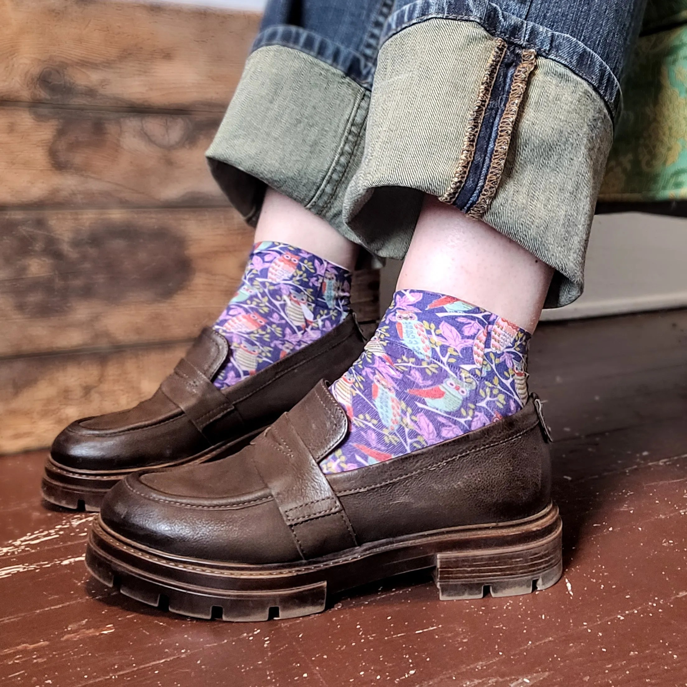 Celeste Stein Socks - Owl Mosaic