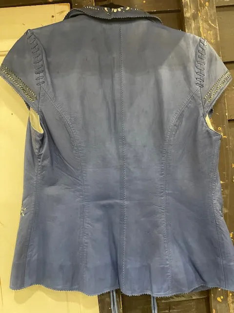 CF35-14 LEATHER CAP SLEEVE JKT W/CRYSTALS-SM