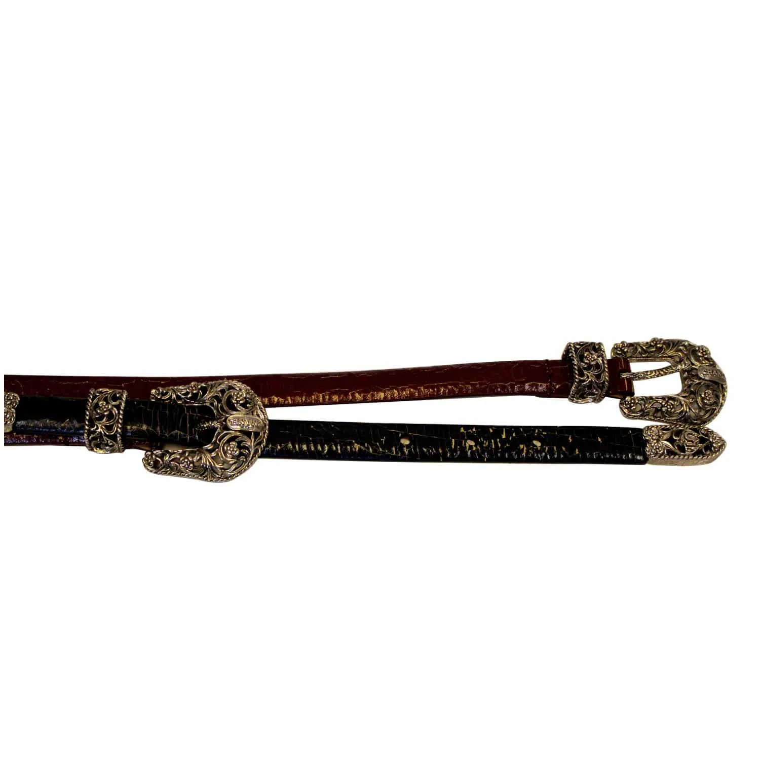 CHANEL Black/Red Leather Women's Belt Size 36 - Last Call