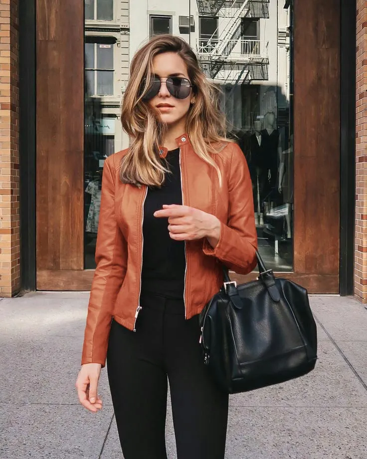 Chic Women’s Slim-Fit Leather Jacket for Modern Fashion