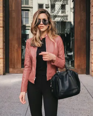 Chic Women’s Slim-Fit Leather Jacket for Modern Fashion