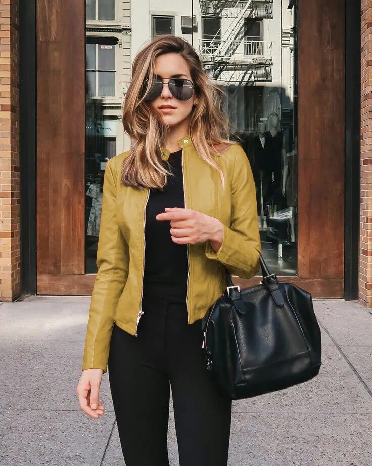 Chic Women’s Slim-Fit Leather Jacket for Modern Fashion