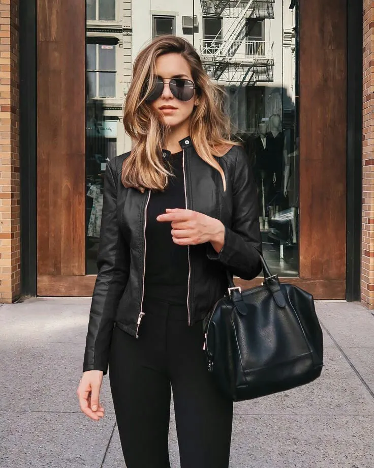 Chic Women’s Slim-Fit Leather Jacket for Modern Fashion