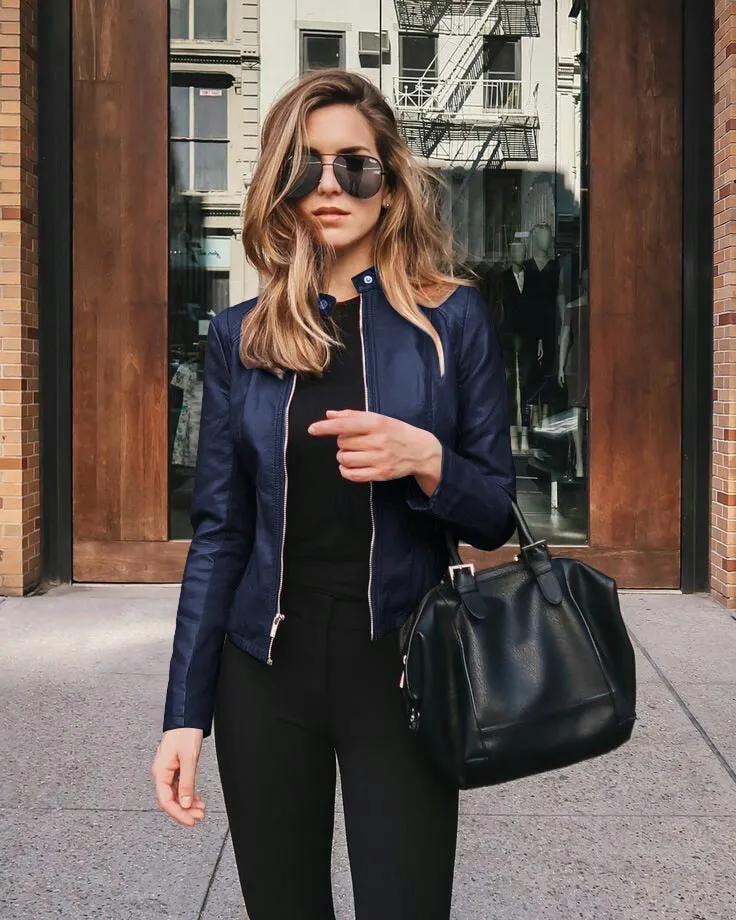 Chic Women’s Slim-Fit Leather Jacket for Modern Fashion