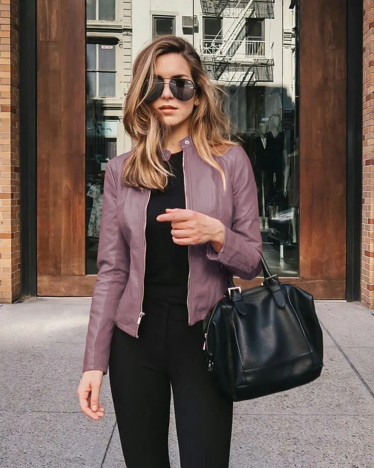 Chic Women’s Slim-Fit Leather Jacket for Modern Fashion