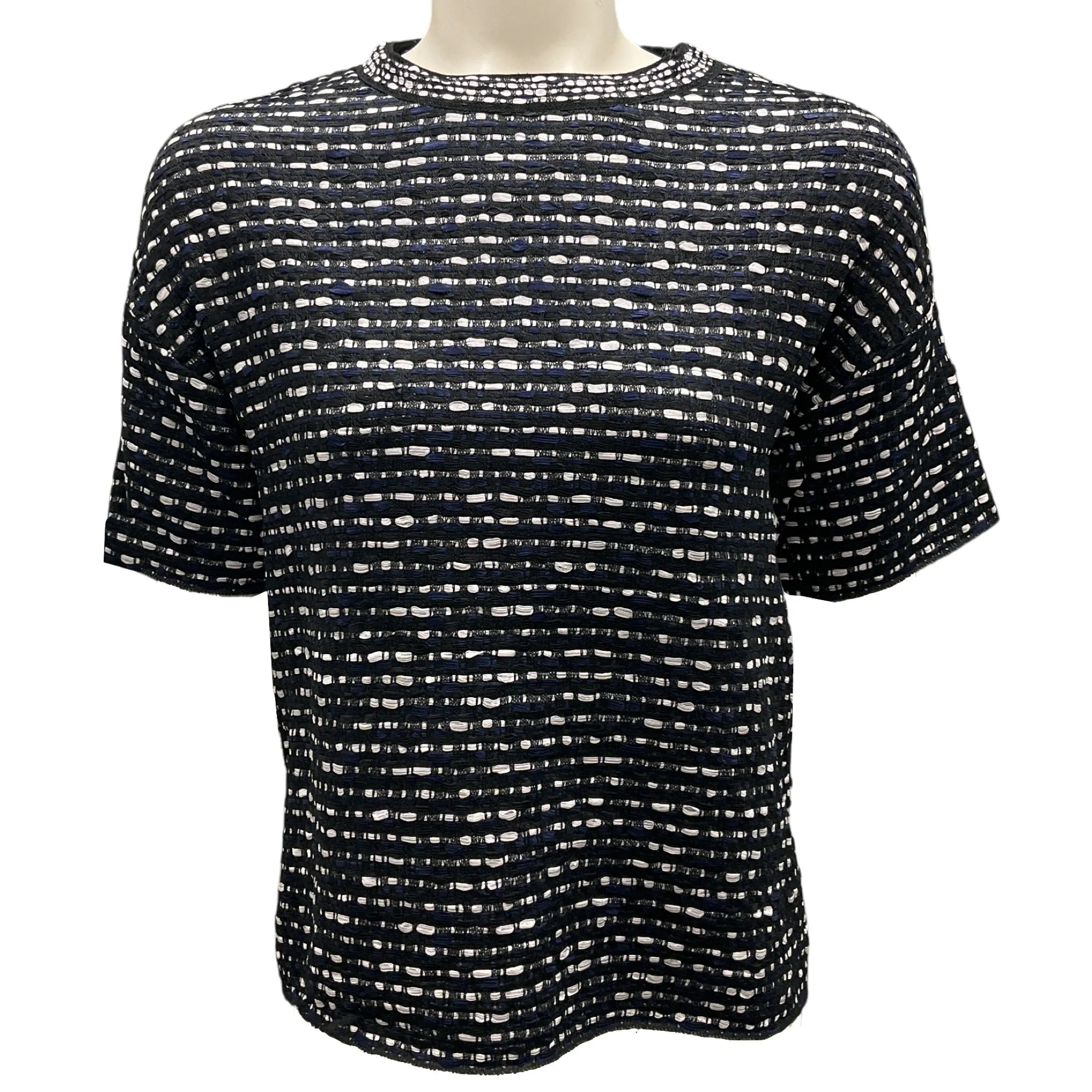Christian Dior Black / White / Navy Blue Woven Top