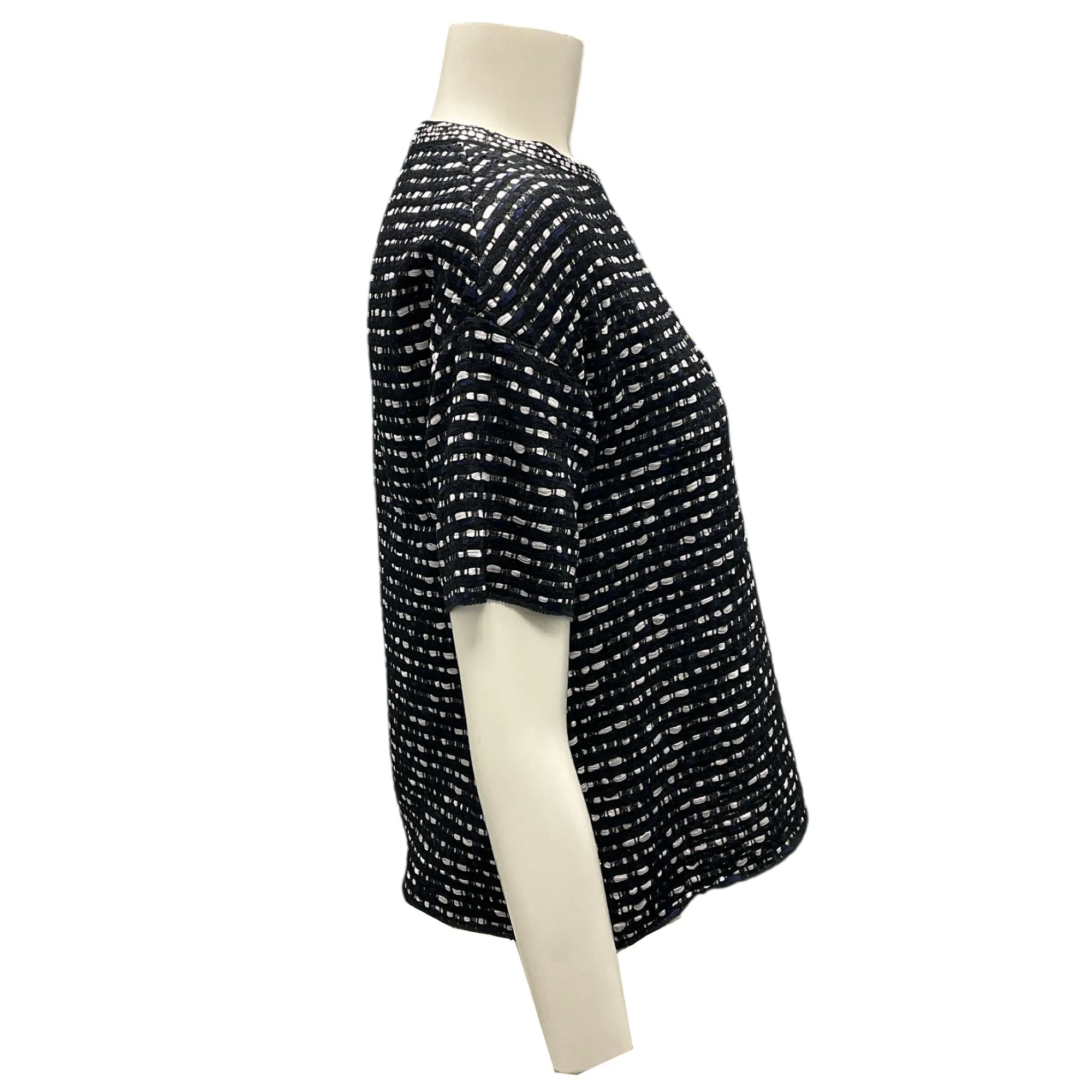 Christian Dior Black / White / Navy Blue Woven Top