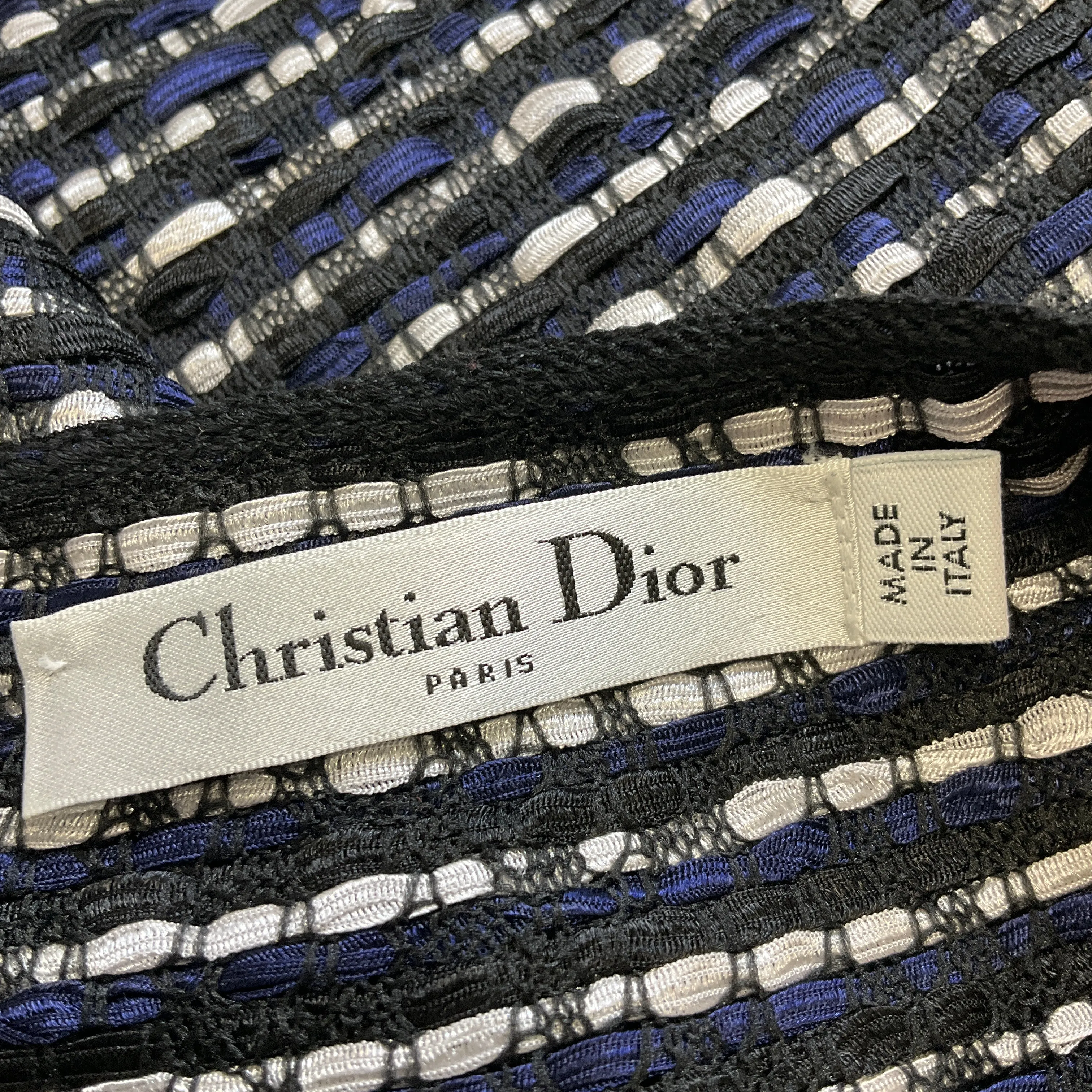 Christian Dior Black / White / Navy Blue Woven Top