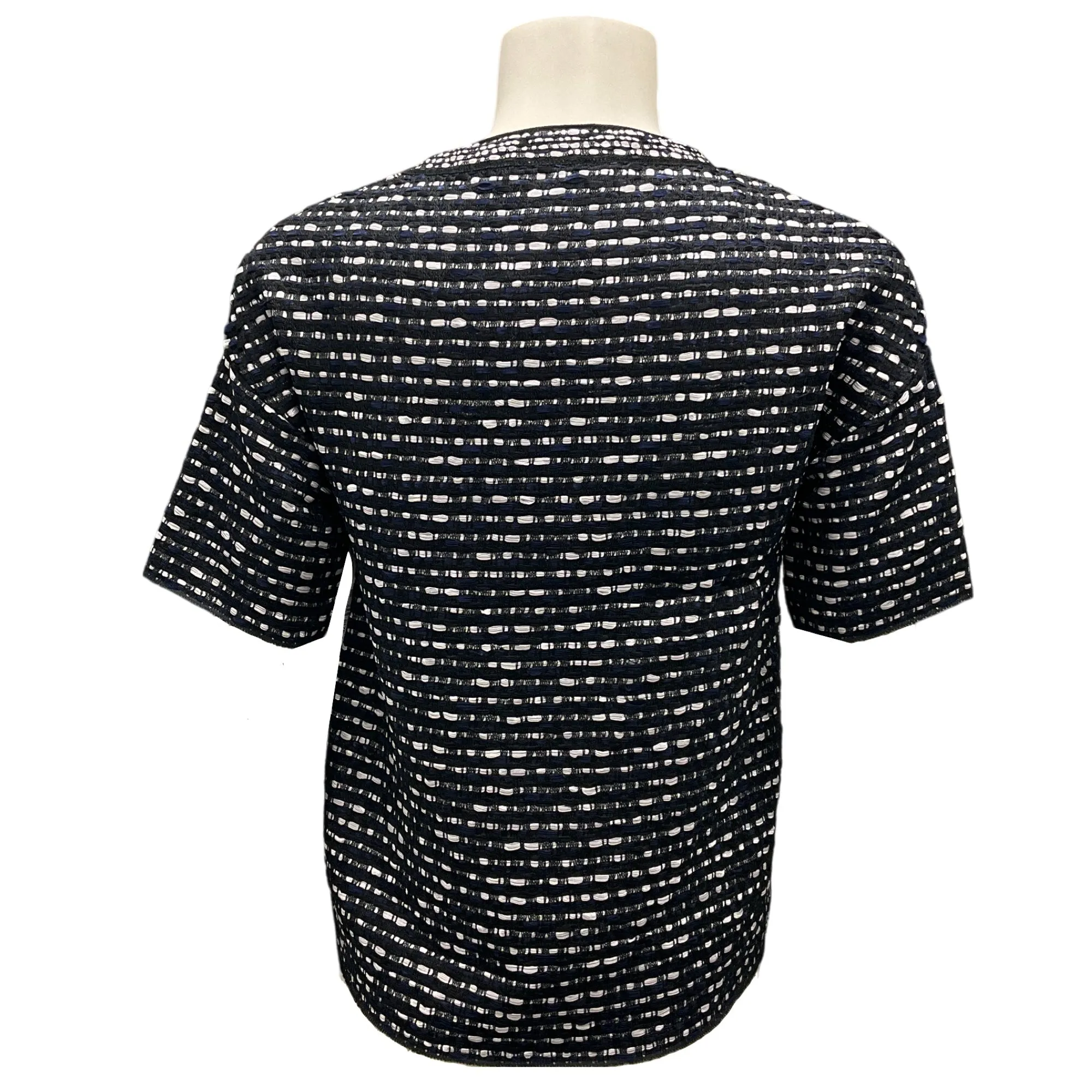 Christian Dior Black / White / Navy Blue Woven Top