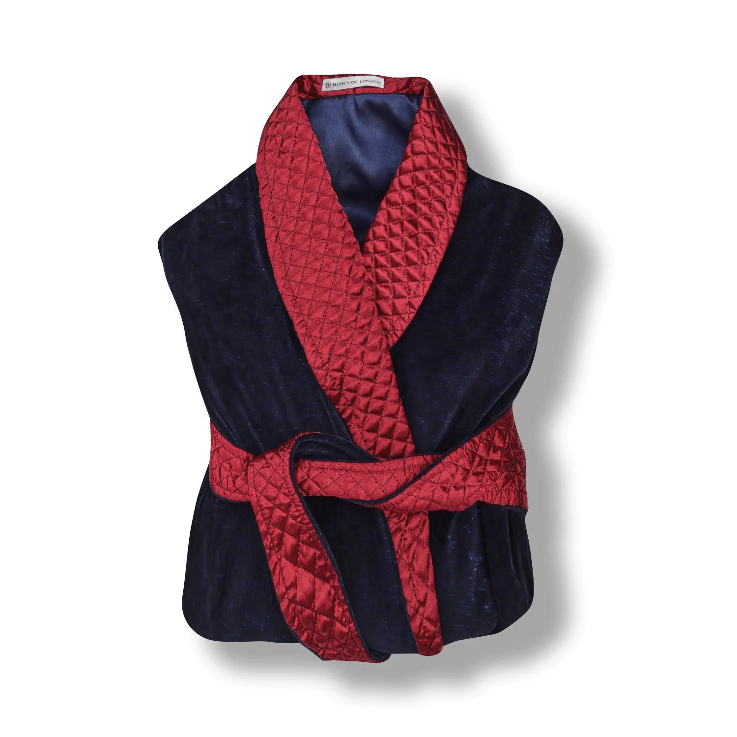 Cliveden Short Velvet Navy Smoking Jacket with Quilted Satin Collar