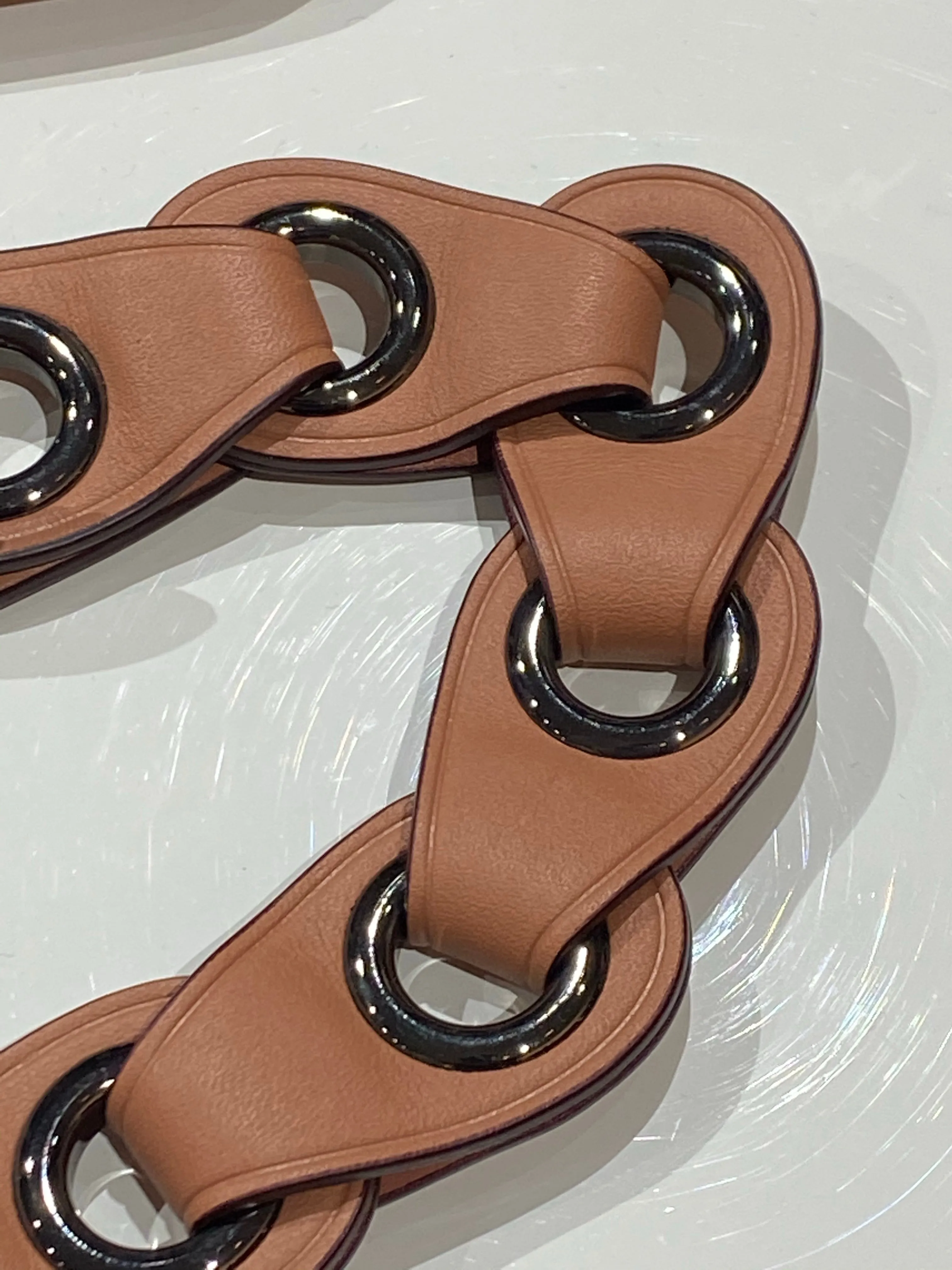 Coach Leather Bag Strap In Salmon with Silver Hardware