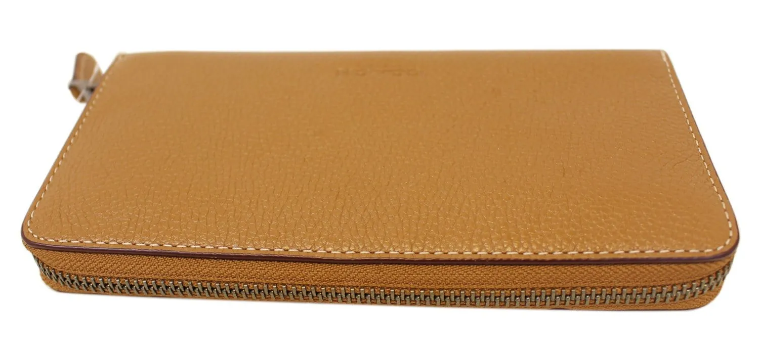 COACH X Keith Haring Heart Saddle Brown Accordion Zippy Wallet