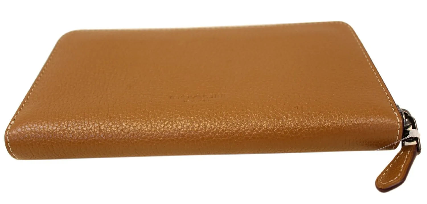 COACH X Keith Haring Heart Saddle Brown Accordion Zippy Wallet