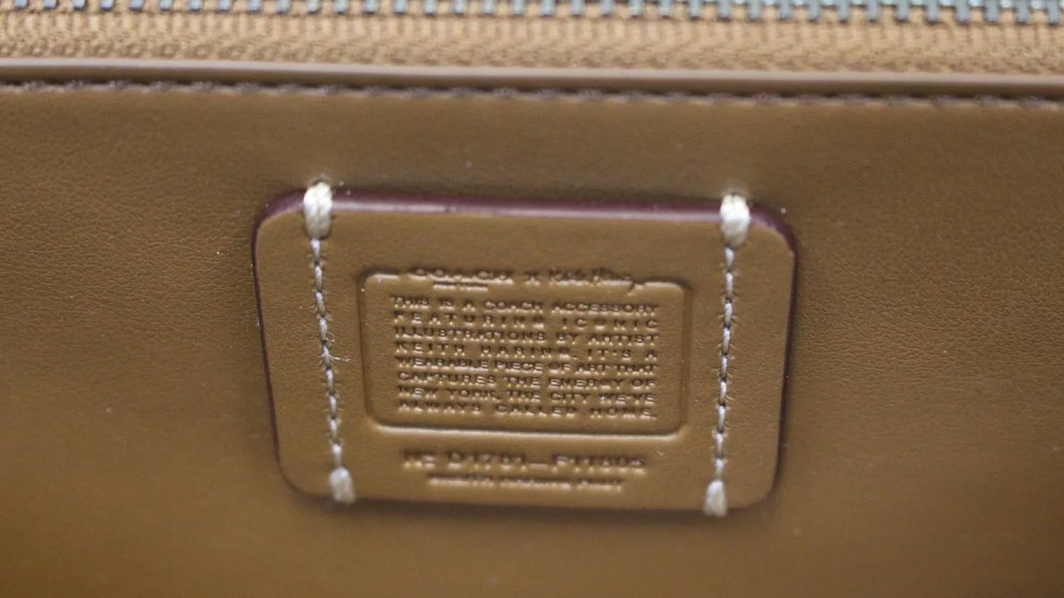 COACH X Keith Haring Heart Saddle Brown Accordion Zippy Wallet