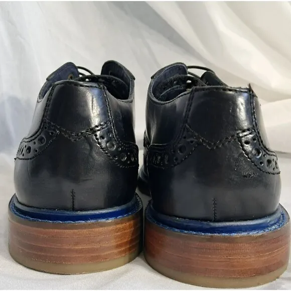Cole Haan Mens Size 10.5 Black Blue Cap Toe Brogue Derby Dress Shoes C10993