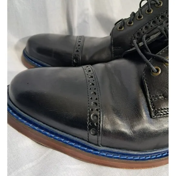 Cole Haan Mens Size 10.5 Black Blue Cap Toe Brogue Derby Dress Shoes C10993