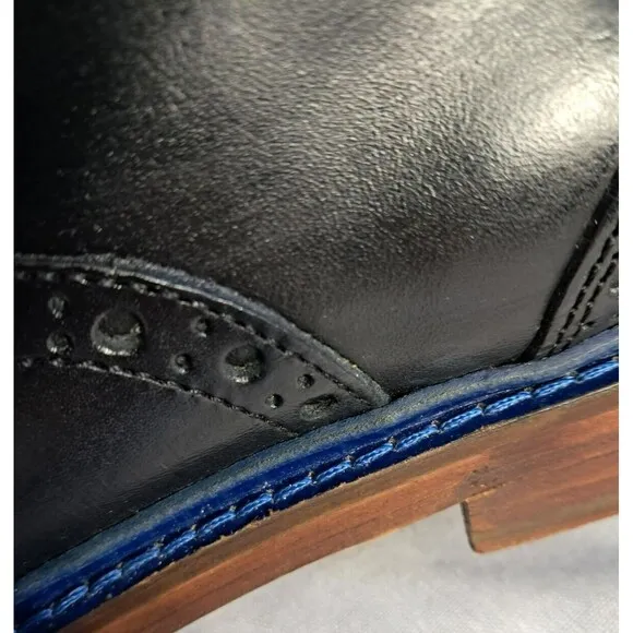 Cole Haan Mens Size 10.5 Black Blue Cap Toe Brogue Derby Dress Shoes C10993