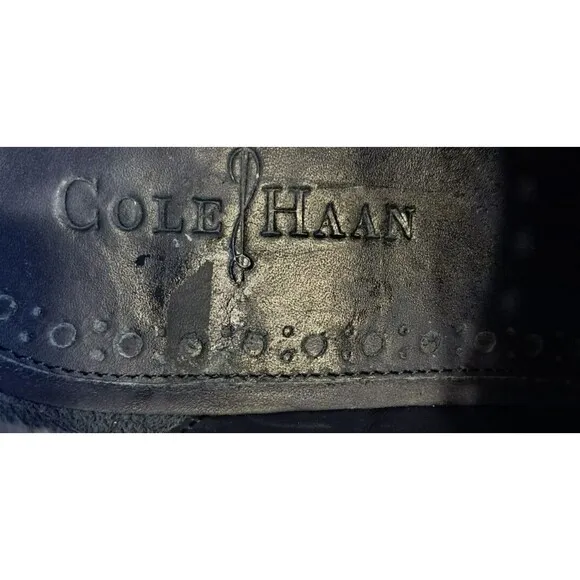 Cole Haan Mens Size 10.5 Black Blue Cap Toe Brogue Derby Dress Shoes C10993