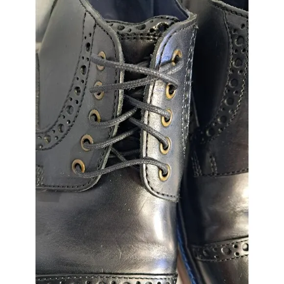 Cole Haan Mens Size 10.5 Black Blue Cap Toe Brogue Derby Dress Shoes C10993