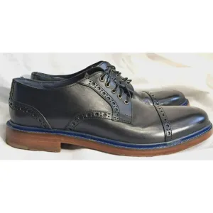 Cole Haan Mens Size 10.5 Black Blue Cap Toe Brogue Derby Dress Shoes C10993