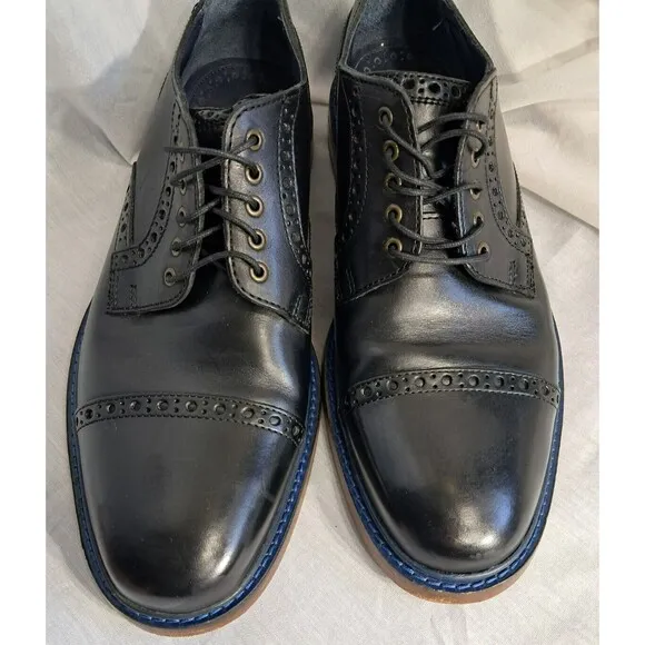Cole Haan Mens Size 10.5 Black Blue Cap Toe Brogue Derby Dress Shoes C10993