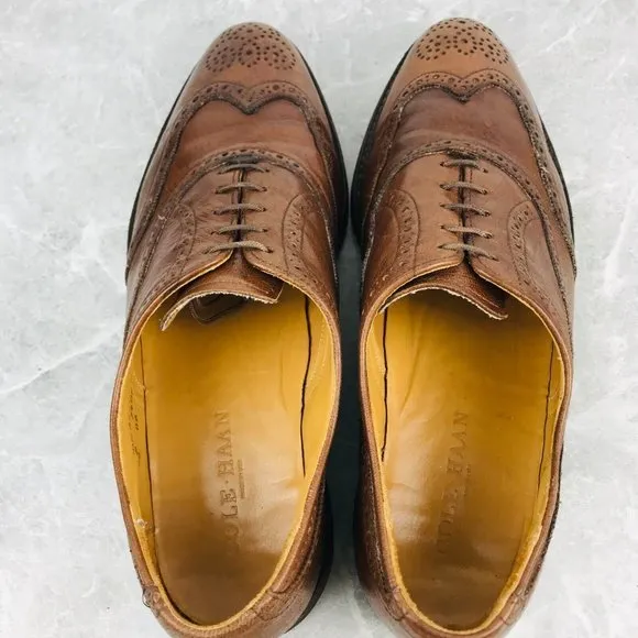 Cole Haan USA made Mens Size 13 Shoes Leather Wingtip Oxford Gumlite vibram Sole