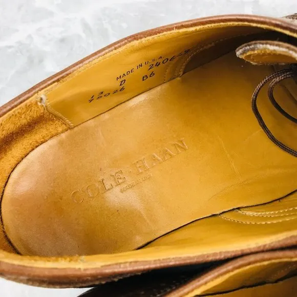 Cole Haan USA made Mens Size 13 Shoes Leather Wingtip Oxford Gumlite vibram Sole