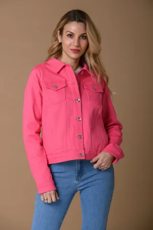 Colour Denim Jacket - Hot Pink