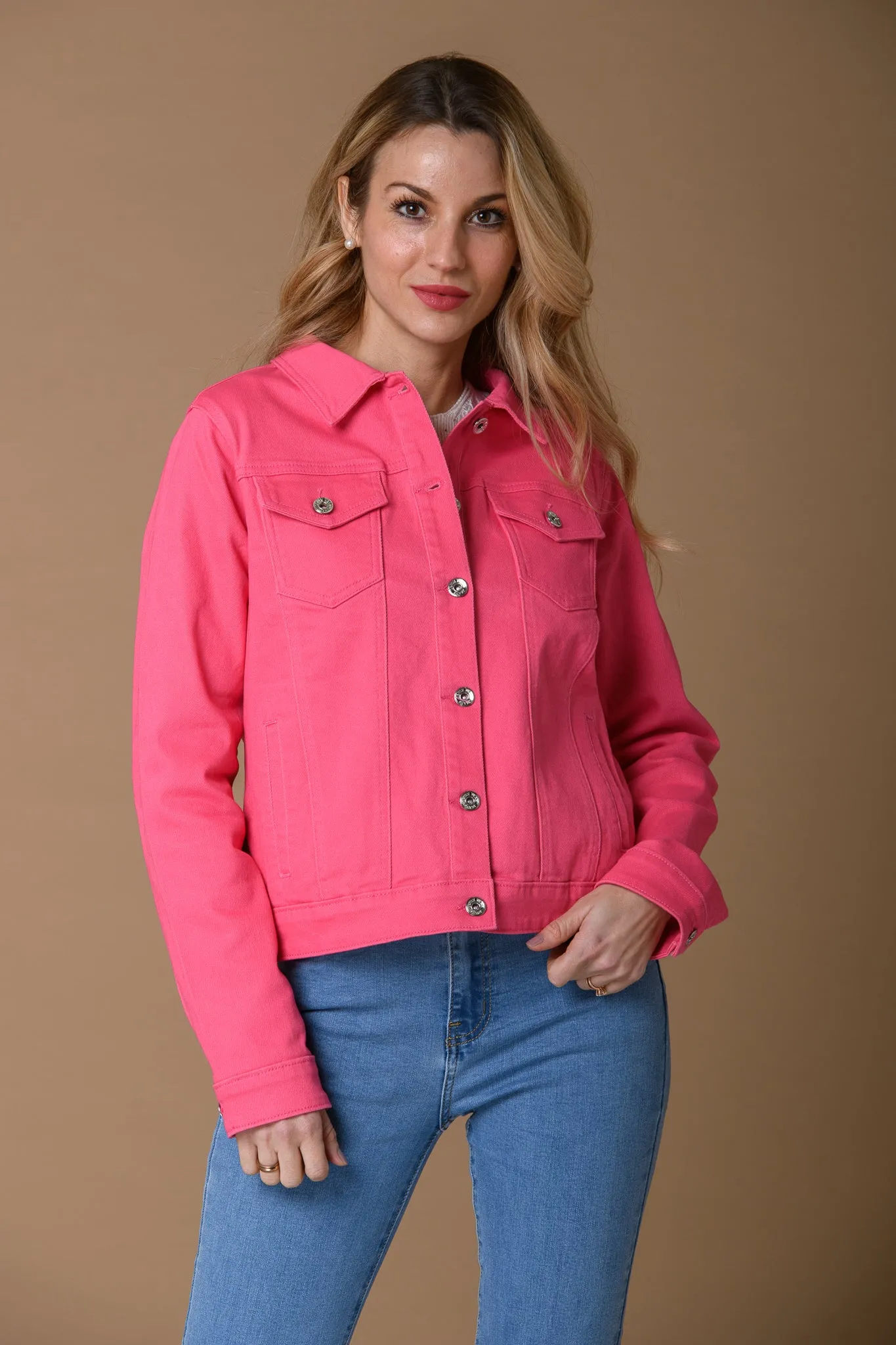 Colour Denim Jacket - Hot Pink