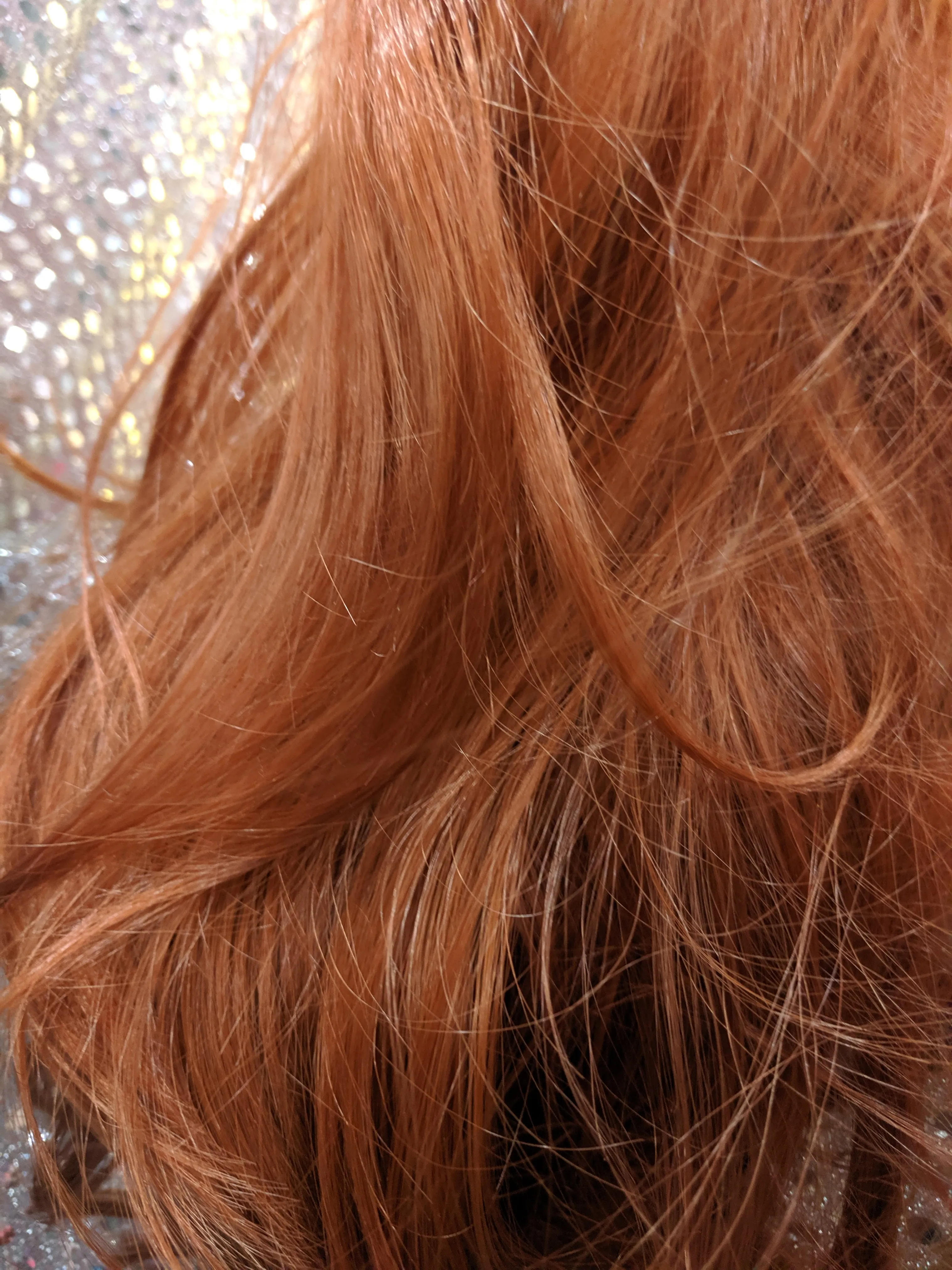 Copper 24" Wavy Heat Resistant Lace Front Wig With Baby Hairs