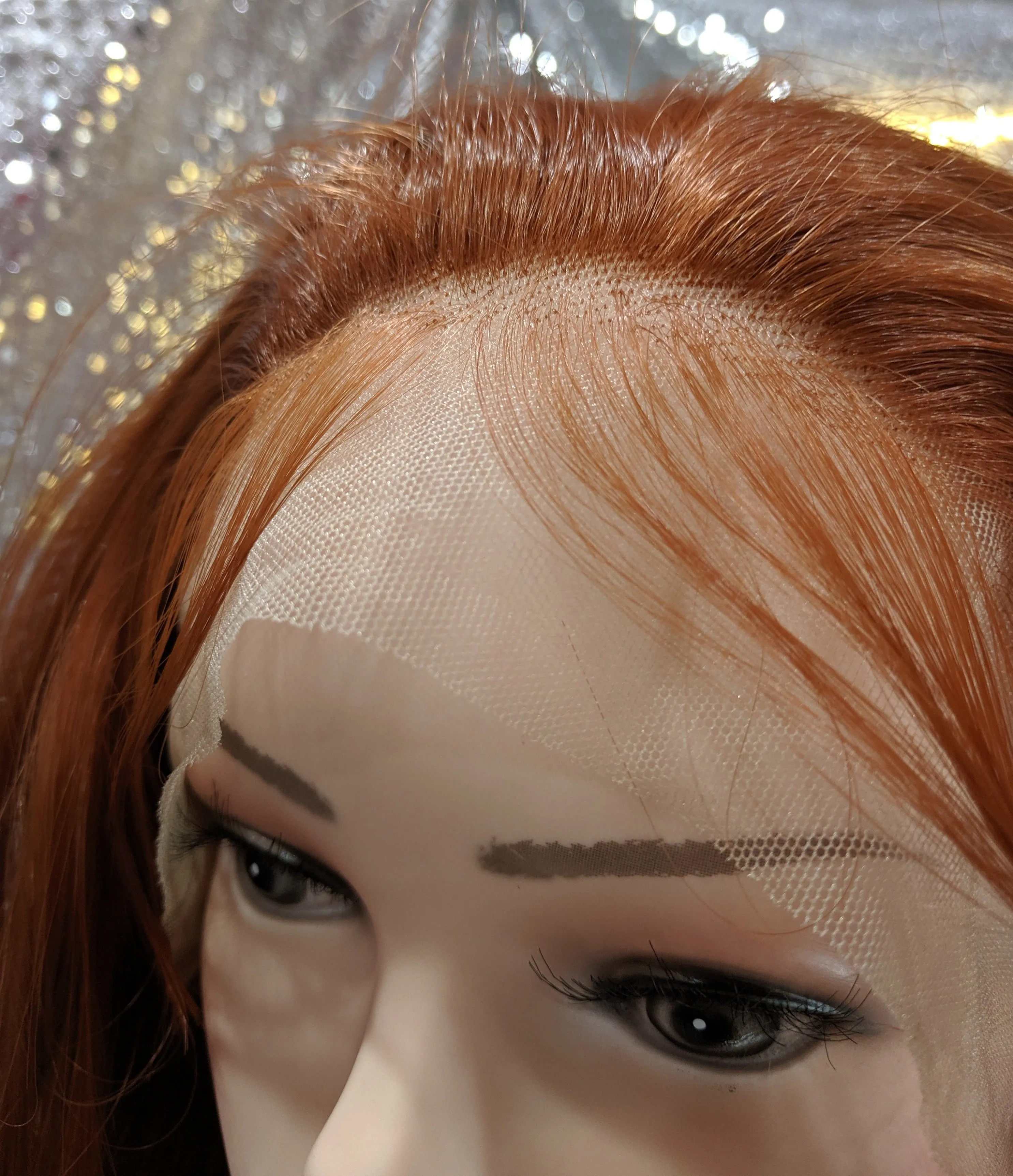 Copper 24" Wavy Heat Resistant Lace Front Wig With Baby Hairs