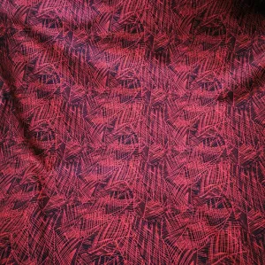Cotton Poplin, Graphic Leaf, Red - 1.47m remnant piece