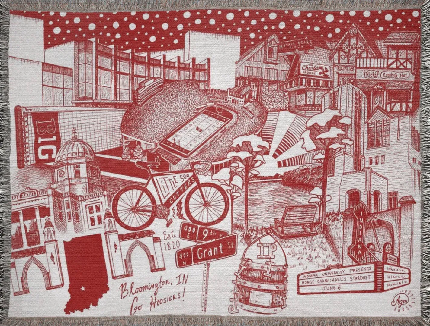 Crimson Bloomington Blanket 60"x80"