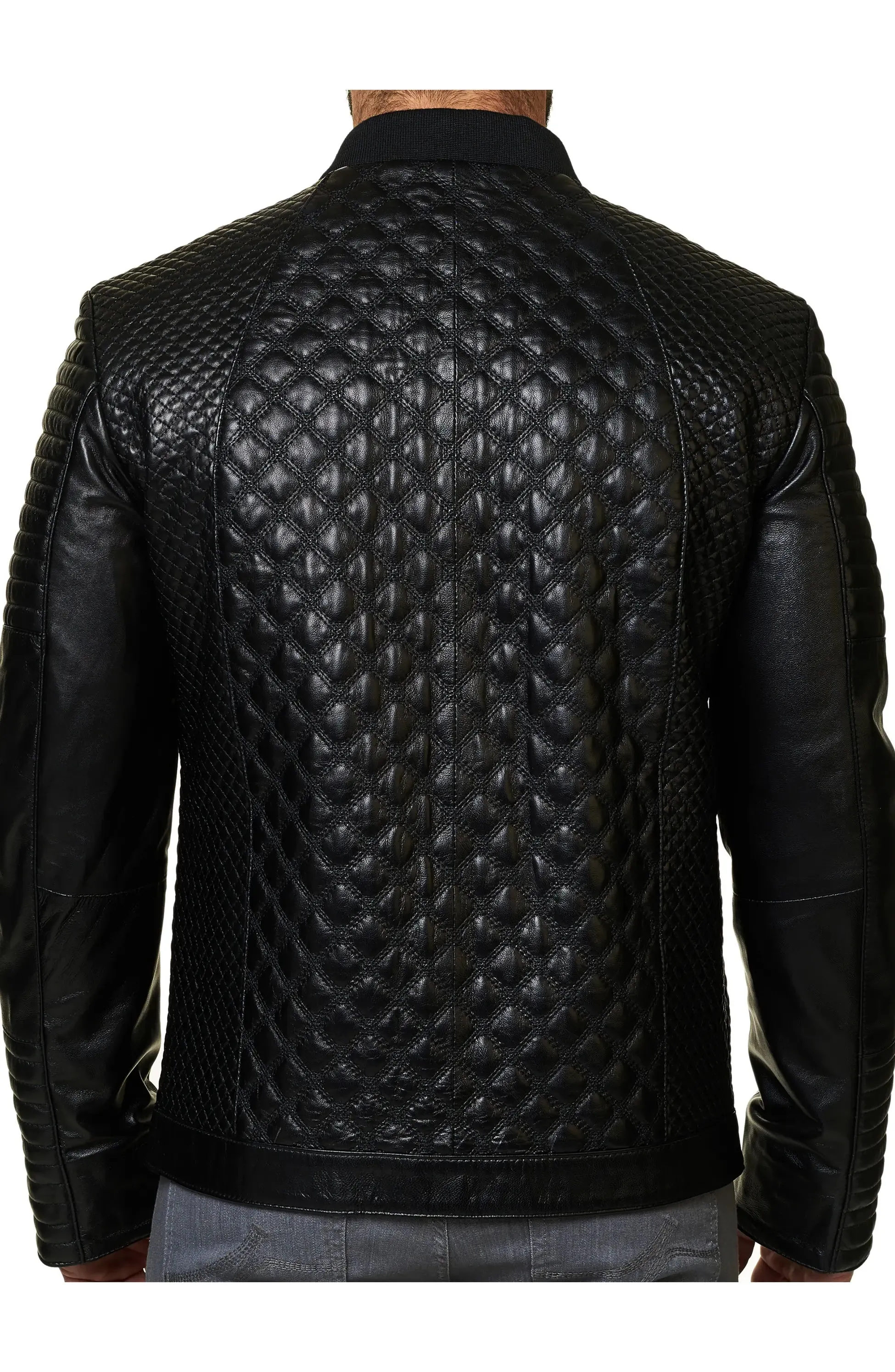 Croc Embossed Black Leather Jackets Mens - Leather Jackets