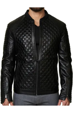 Croc Embossed Black Leather Jackets Mens - Leather Jackets